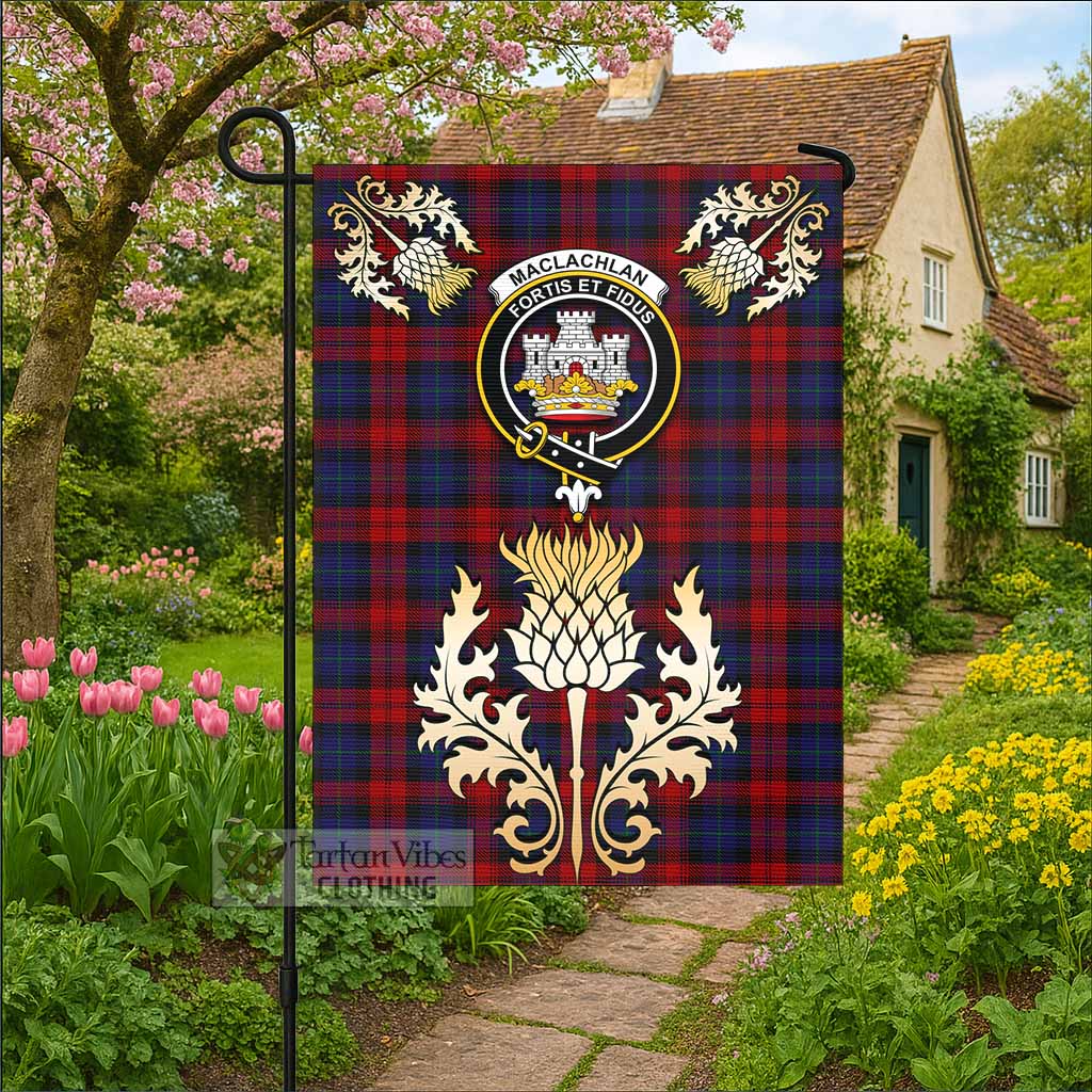 MacLachlan (McLachlan) Tartan Garden Flag with Golden Regal Scottish Thistle Emblem - Tartan Vibes Clothing