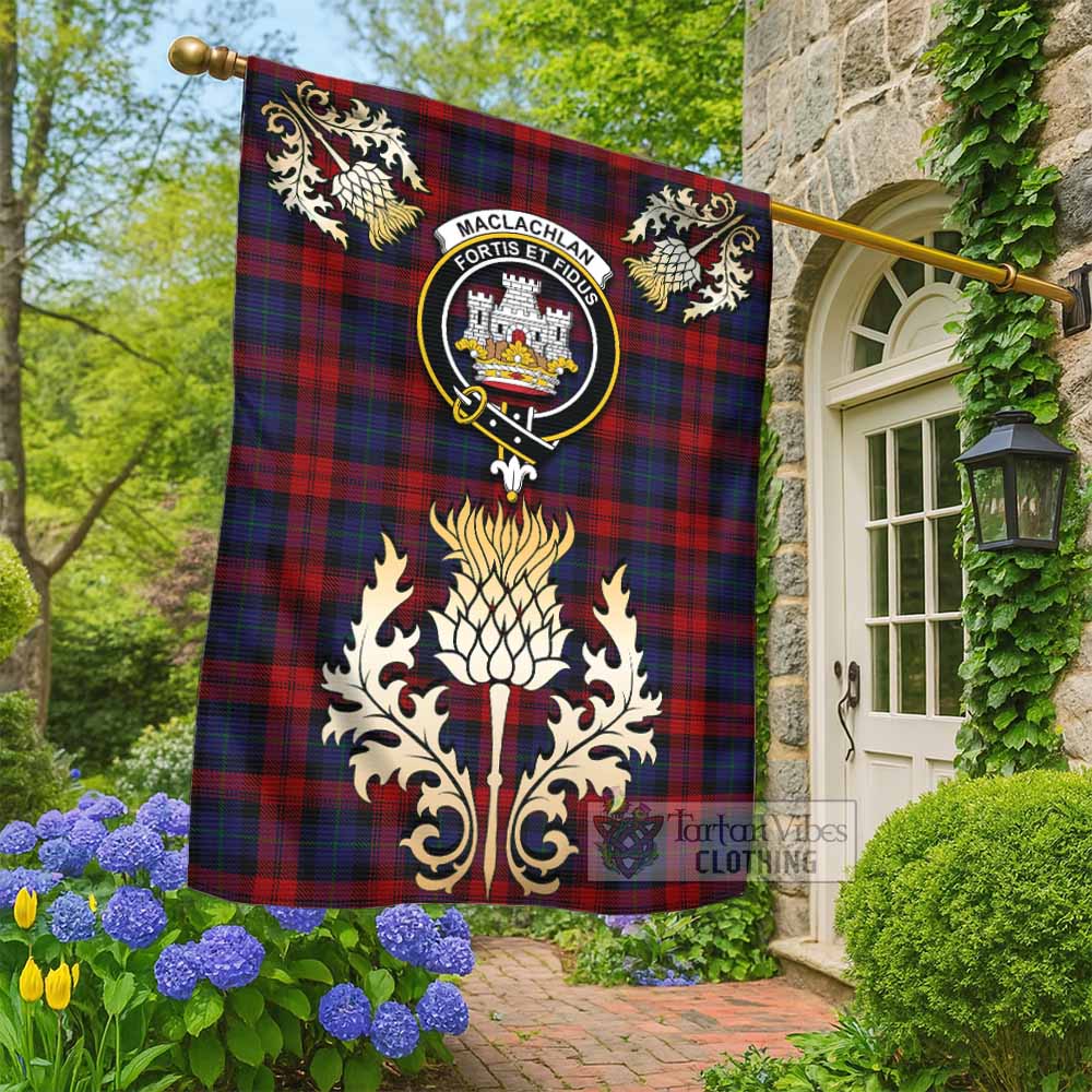 MacLachlan (McLachlan) Tartan Garden Flag with Golden Regal Scottish Thistle Emblem - Tartan Vibes Clothing
