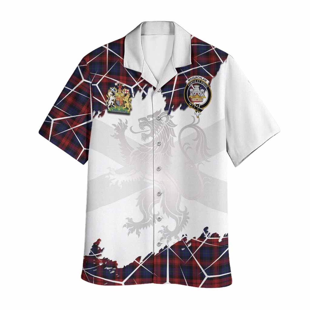 MacLachlan (McLachlan) Tartan Hawaiian Shirt with Family Crest and Lion Rampant Grunge Style