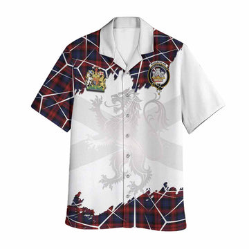 MacLachlan (McLachlan) Tartan Hawaiian Shirt with Family Crest and Lion Rampant Grunge Style
