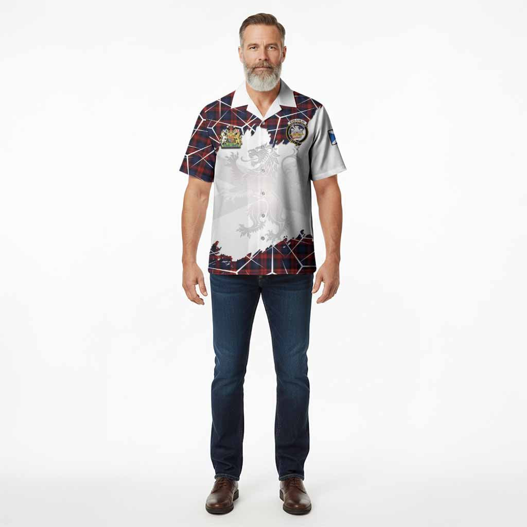 MacLachlan (McLachlan) Tartan Hawaiian Shirt with Family Crest and Lion Rampant Grunge Style