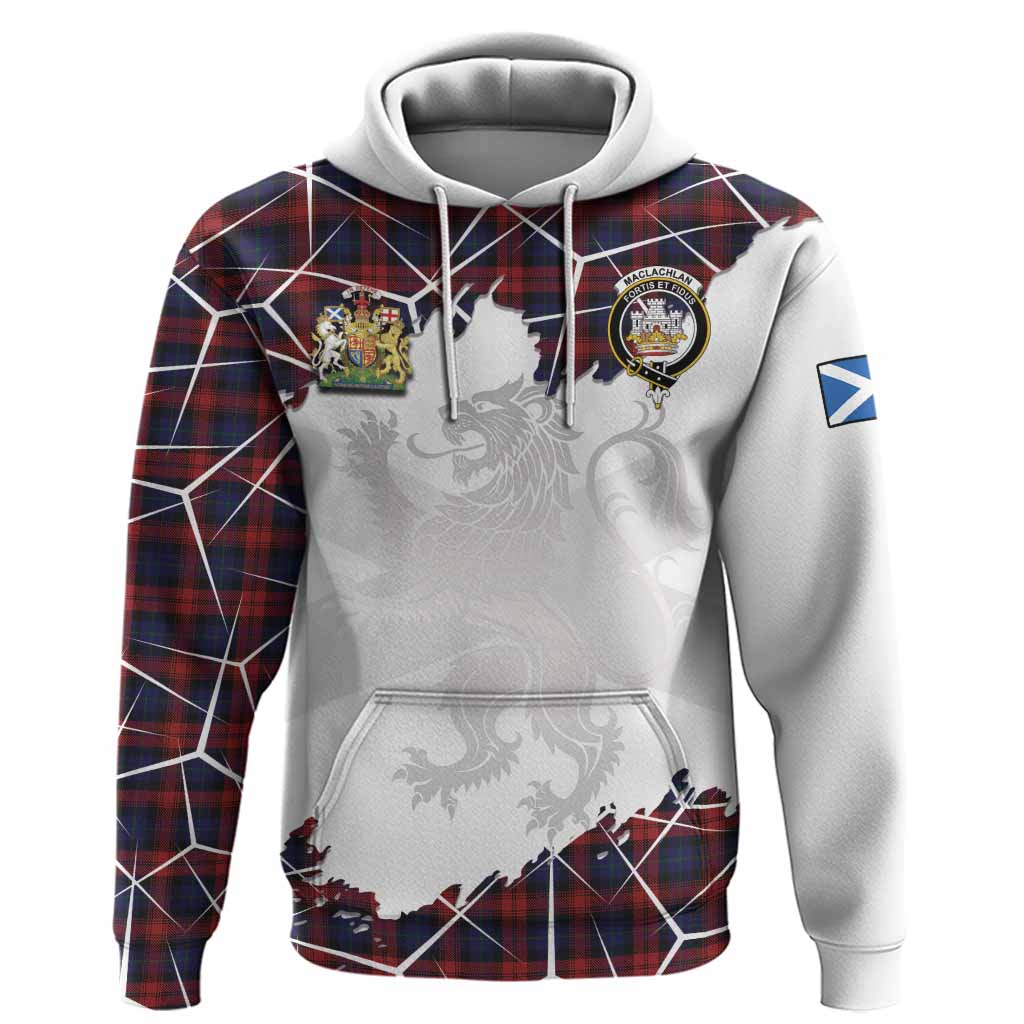 MacLachlan (McLachlan) Tartan Hoodie with Family Crest and Lion Rampant Grunge Style
