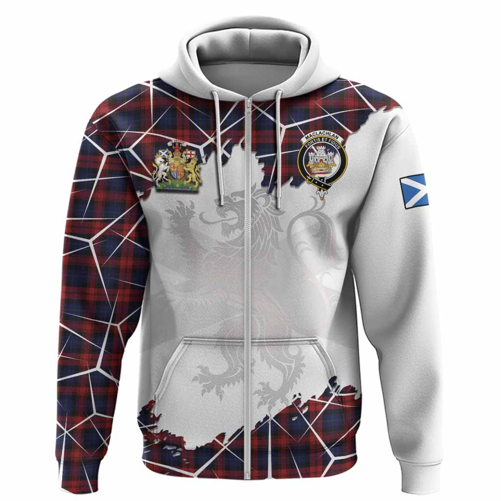 MacLachlan (McLachlan) Tartan Hoodie with Family Crest and Lion Rampant Grunge Style