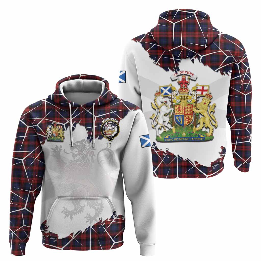 MacLachlan (McLachlan) Tartan Hoodie with Family Crest and Lion Rampant Grunge Style