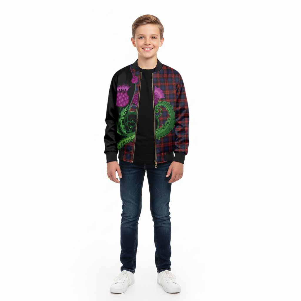 MacLachlan (McLachlan) Tartan Kid Bomber Jacket Traditional Scottish Thistle