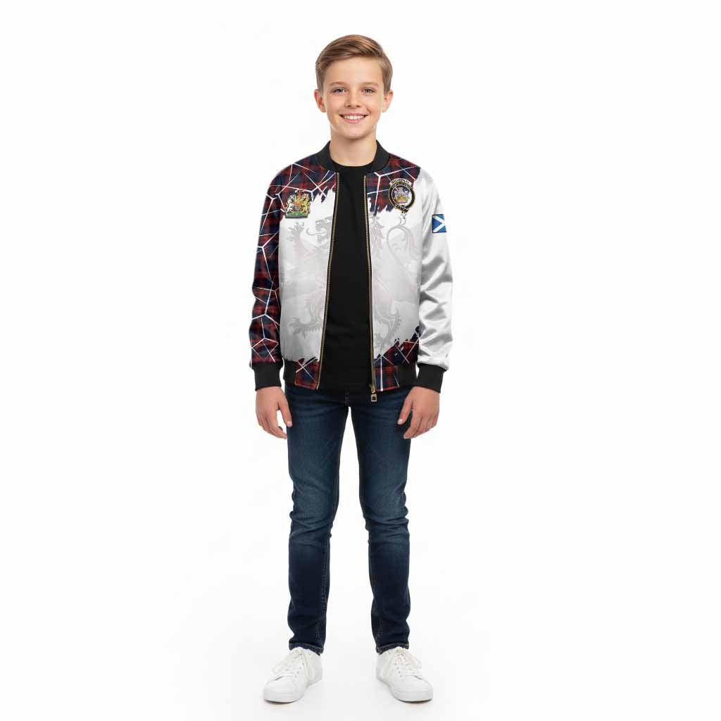 MacLachlan (McLachlan) Tartan Kid Bomber Jacket with Family Crest and Lion Rampant Grunge Style