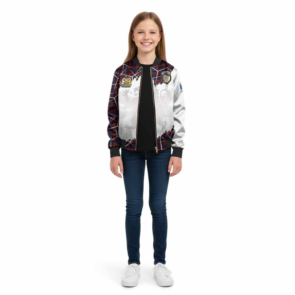 MacLachlan (McLachlan) Tartan Kid Bomber Jacket with Family Crest and Lion Rampant Grunge Style