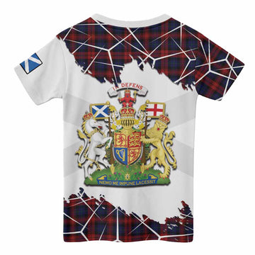 MacLachlan (McLachlan) Tartan Kid T-shirt with Family Crest and Lion Rampant Grunge Style