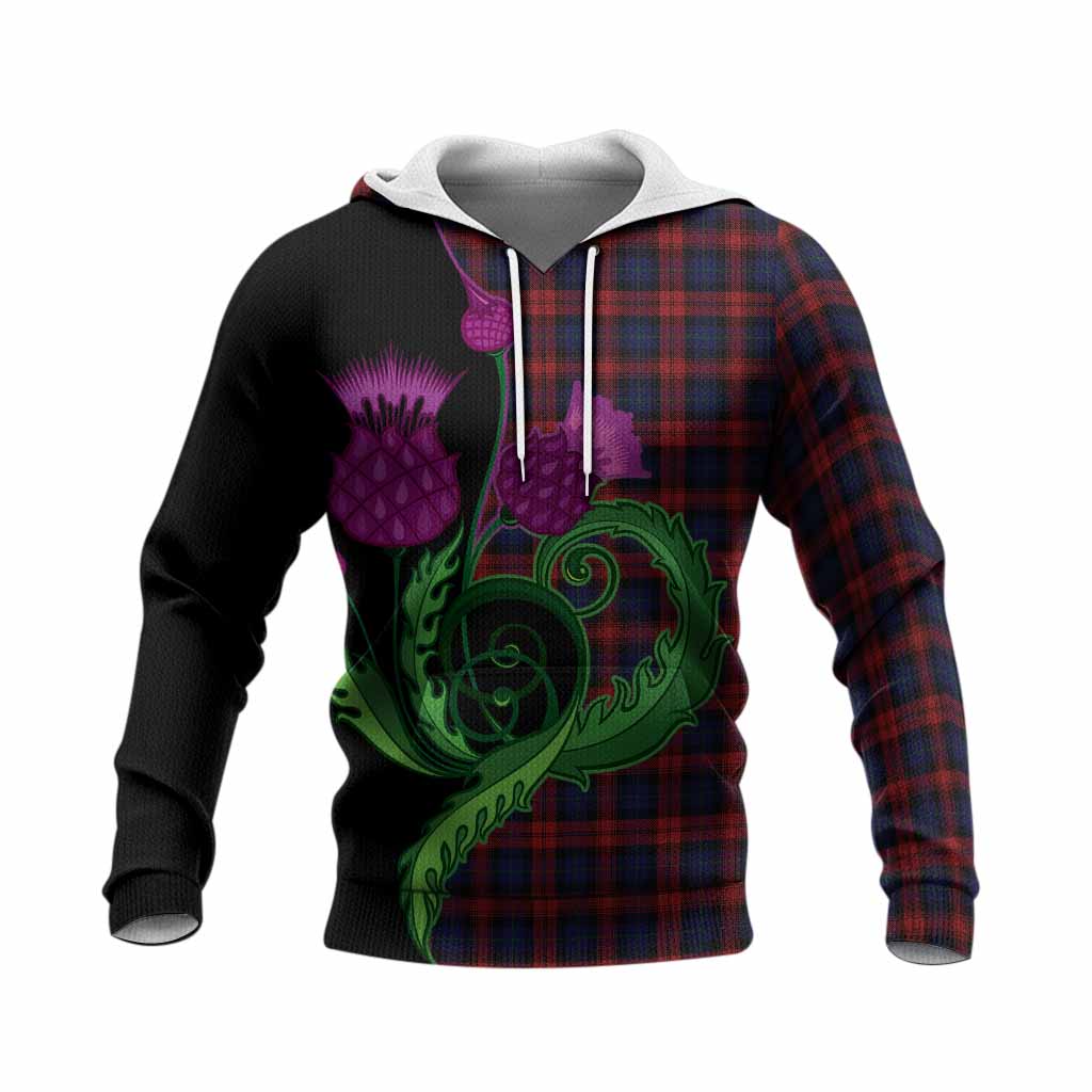 MacLachlan (McLachlan) Tartan Knitted Hoodie Traditional Scottish Thistle