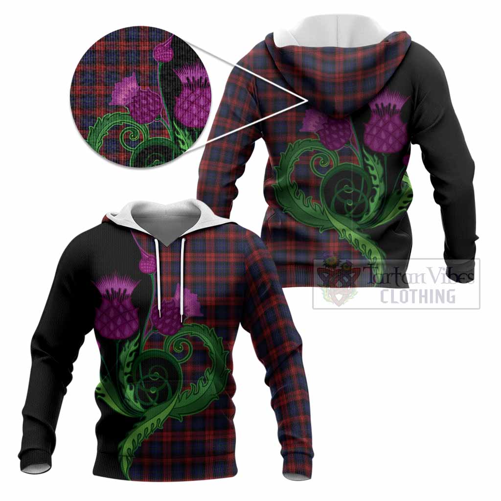 MacLachlan (McLachlan) Tartan Knitted Hoodie Traditional Scottish Thistle