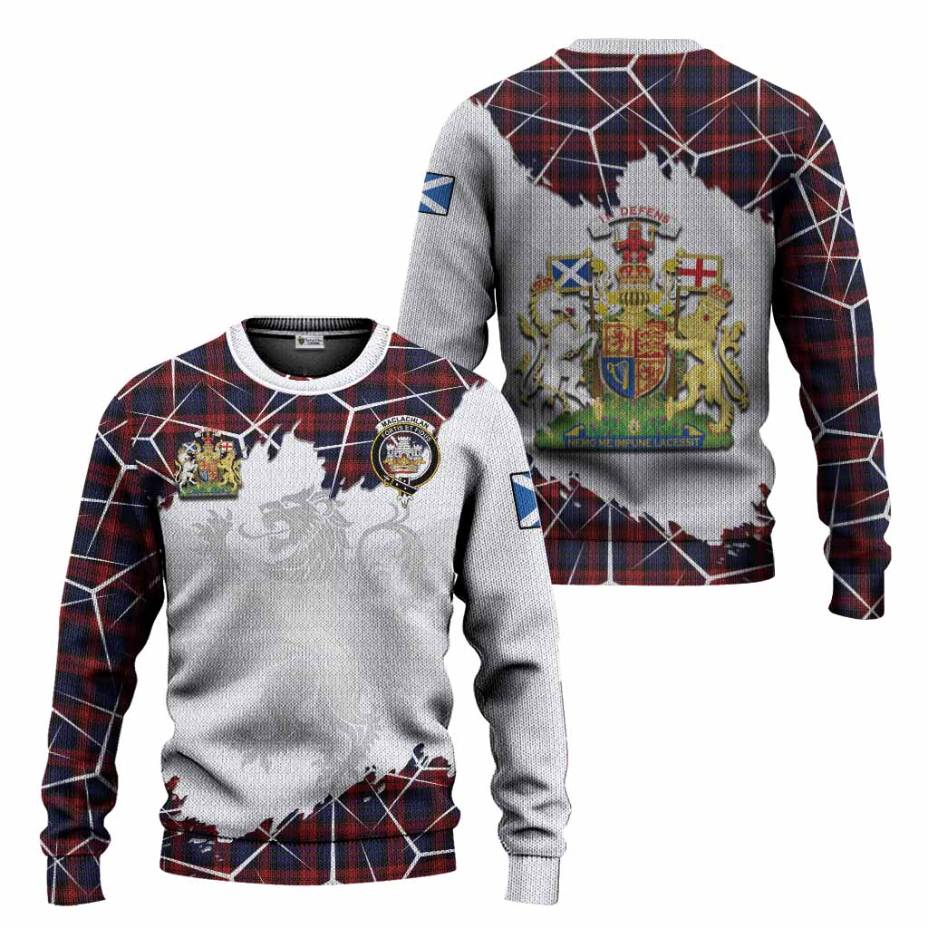 MacLachlan (McLachlan) Tartan Knitted Sweater with Family Crest and Lion Rampant Grunge Style