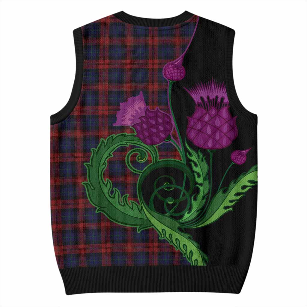 MacLachlan (McLachlan) Tartan Knitted V-Neck Vest Traditional Scottish Thistle