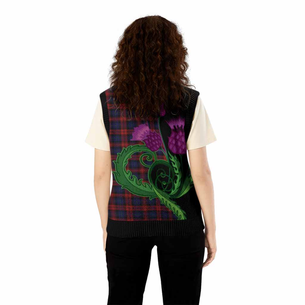 MacLachlan (McLachlan) Tartan Knitted V-Neck Vest Traditional Scottish Thistle