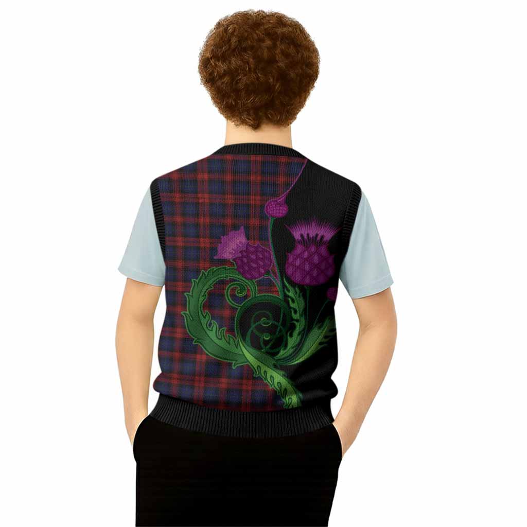 MacLachlan (McLachlan) Tartan Knitted V-Neck Vest Traditional Scottish Thistle