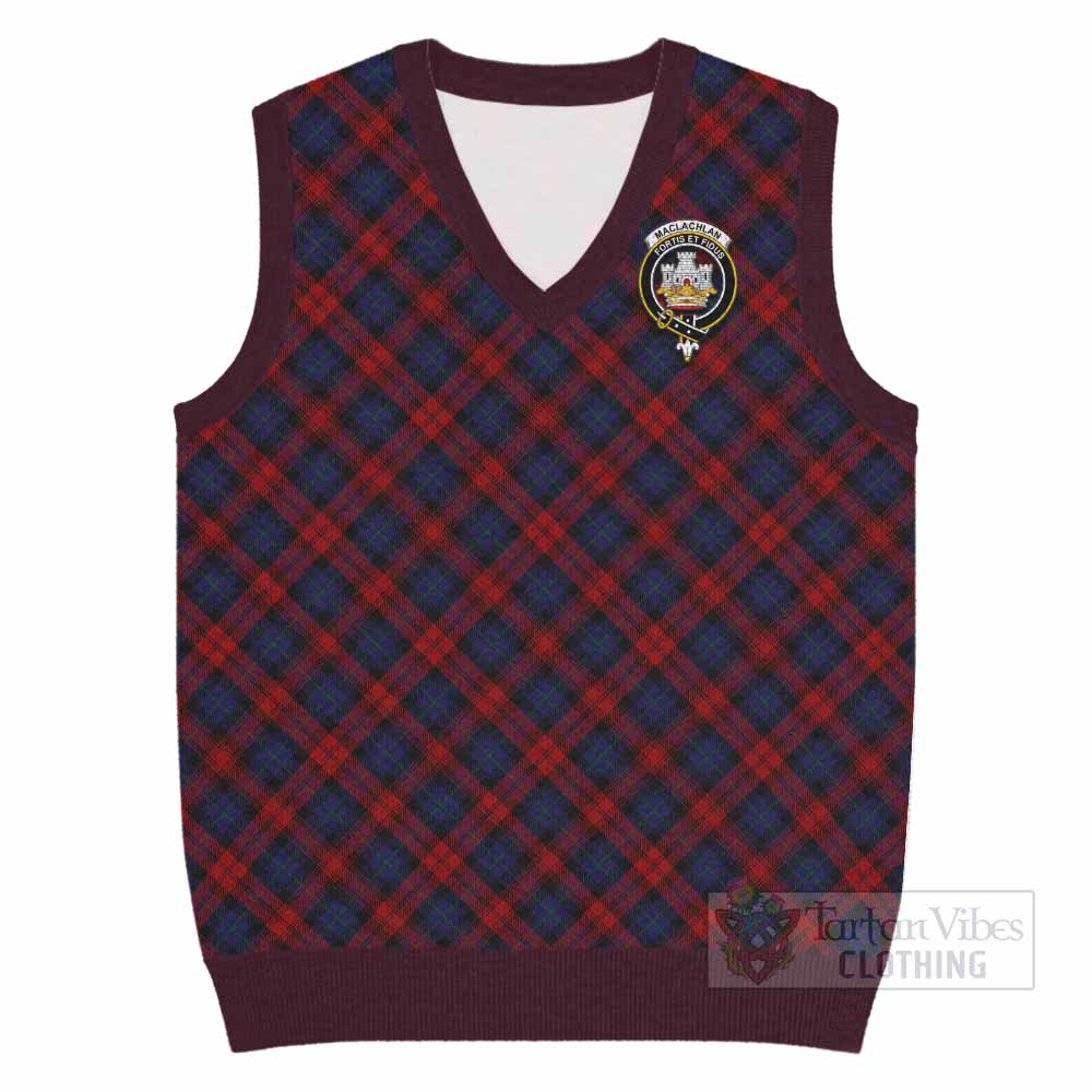 MacLachlan (McLachlan) Tartan Knitted V-Neck Vest with Family Crest Cross Style