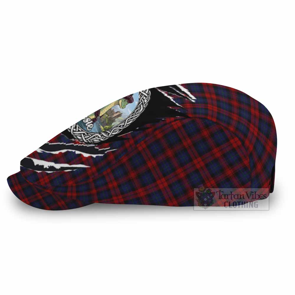 MacLachlan (McLachlan) Tartan Loch Ness Monster Flat Cap, Jeff Cap Celtic Knot Nessie Art