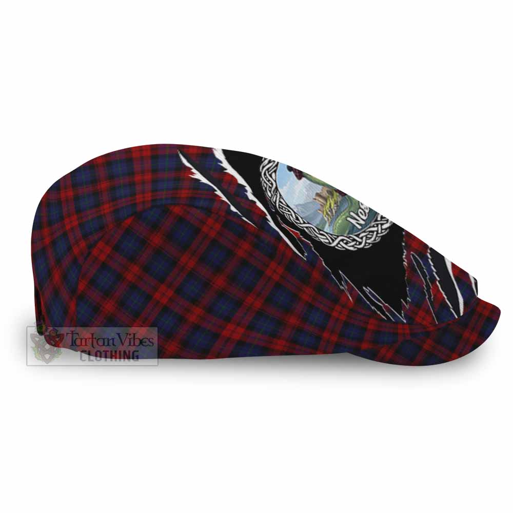 MacLachlan (McLachlan) Tartan Loch Ness Monster Flat Cap, Jeff Cap Celtic Knot Nessie Art