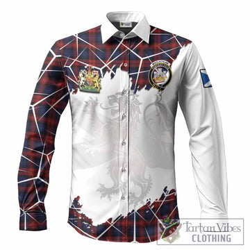 MacLachlan (McLachlan) Tartan Long Sleeve Button Shirts with Family Crest and Lion Rampant Grunge Style