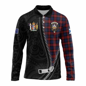 MacLachlan (McLachlan) Tartan Long Sleeve Polo Shirt New Zealand Pattern Unique Zipper Stylized