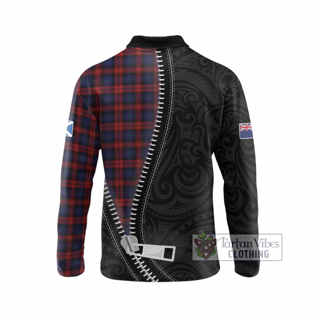 MacLachlan (McLachlan) Tartan Long Sleeve Polo Shirt New Zealand Pattern Unique Zipper Stylized