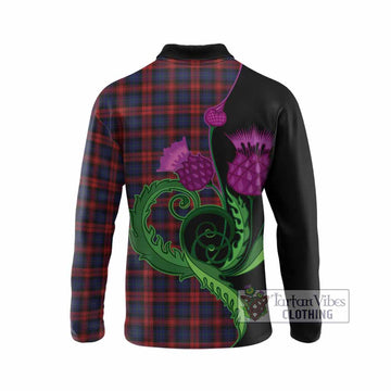 MacLachlan (McLachlan) Tartan Long Sleeve Polo Shirt Traditional Scottish Thistle