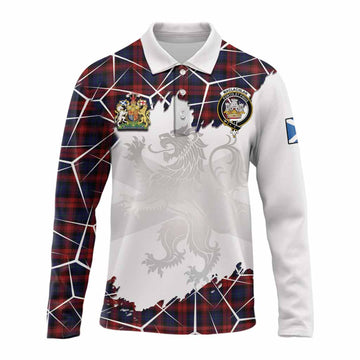 MacLachlan (McLachlan) Tartan Long Sleeve Polo Shirt with Family Crest and Lion Rampant Grunge Style
