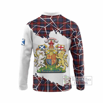 MacLachlan (McLachlan) Tartan Long Sleeve Polo Shirt with Family Crest and Lion Rampant Grunge Style