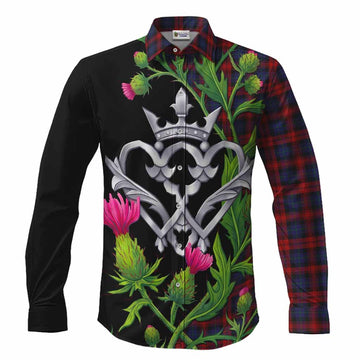 MacLachlan (McLachlan) Tartan Luckenbooth Long Sleeve Button Shirts Silver Heart Crown Thistle Floral Men's Shirt S - Tartan Vibes Clothing
