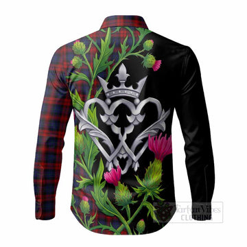 MacLachlan (McLachlan) Tartan Luckenbooth Long Sleeve Button Shirts Silver Heart Crown Thistle Floral - Tartan Vibes Clothing