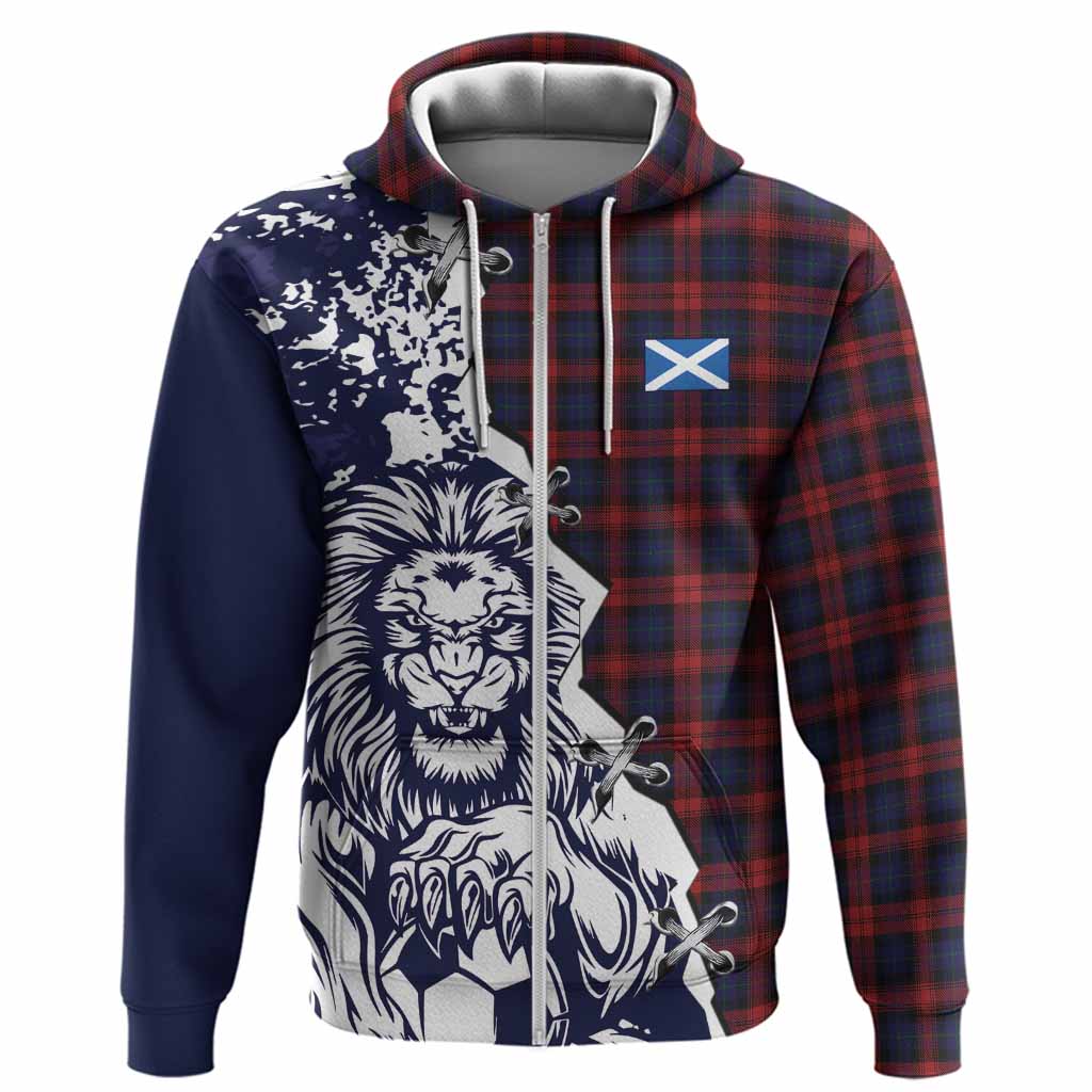MacLachlan (McLachlan) Tartan Scottish Hoodie Angry Lion With Soccer Ball Style