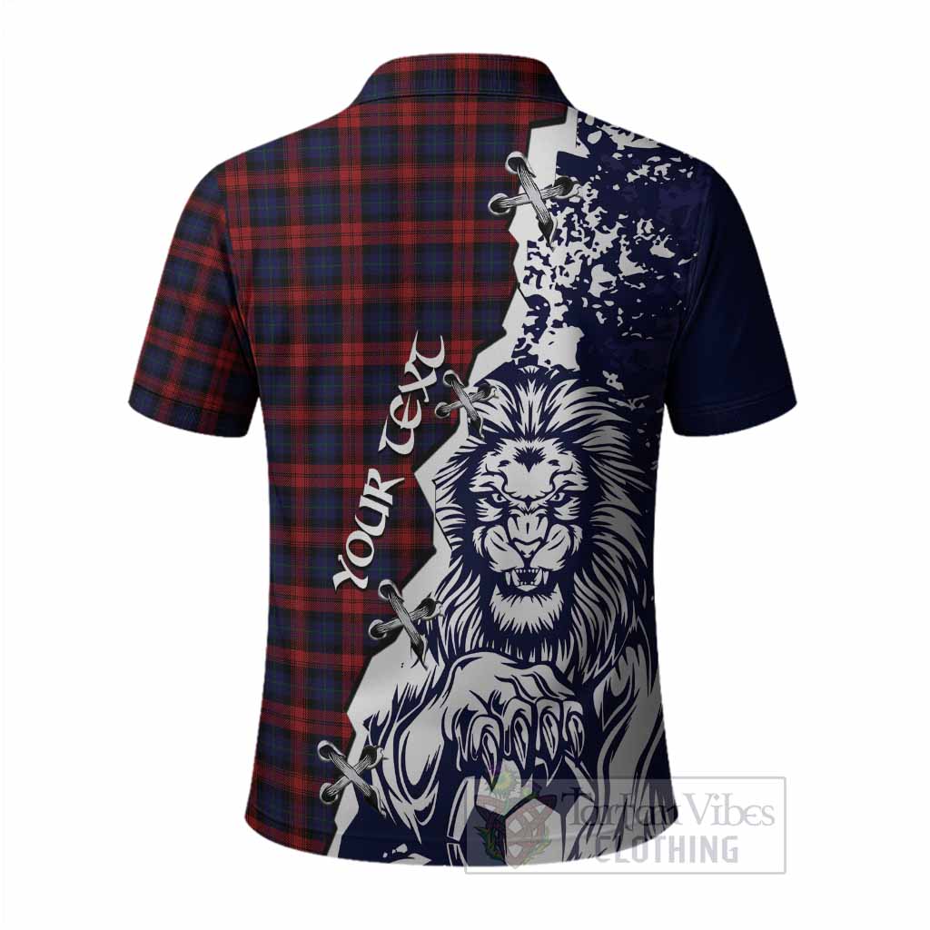 MacLachlan (McLachlan) Tartan Scottish Polo Shirt Angry Lion With Soccer Ball Style