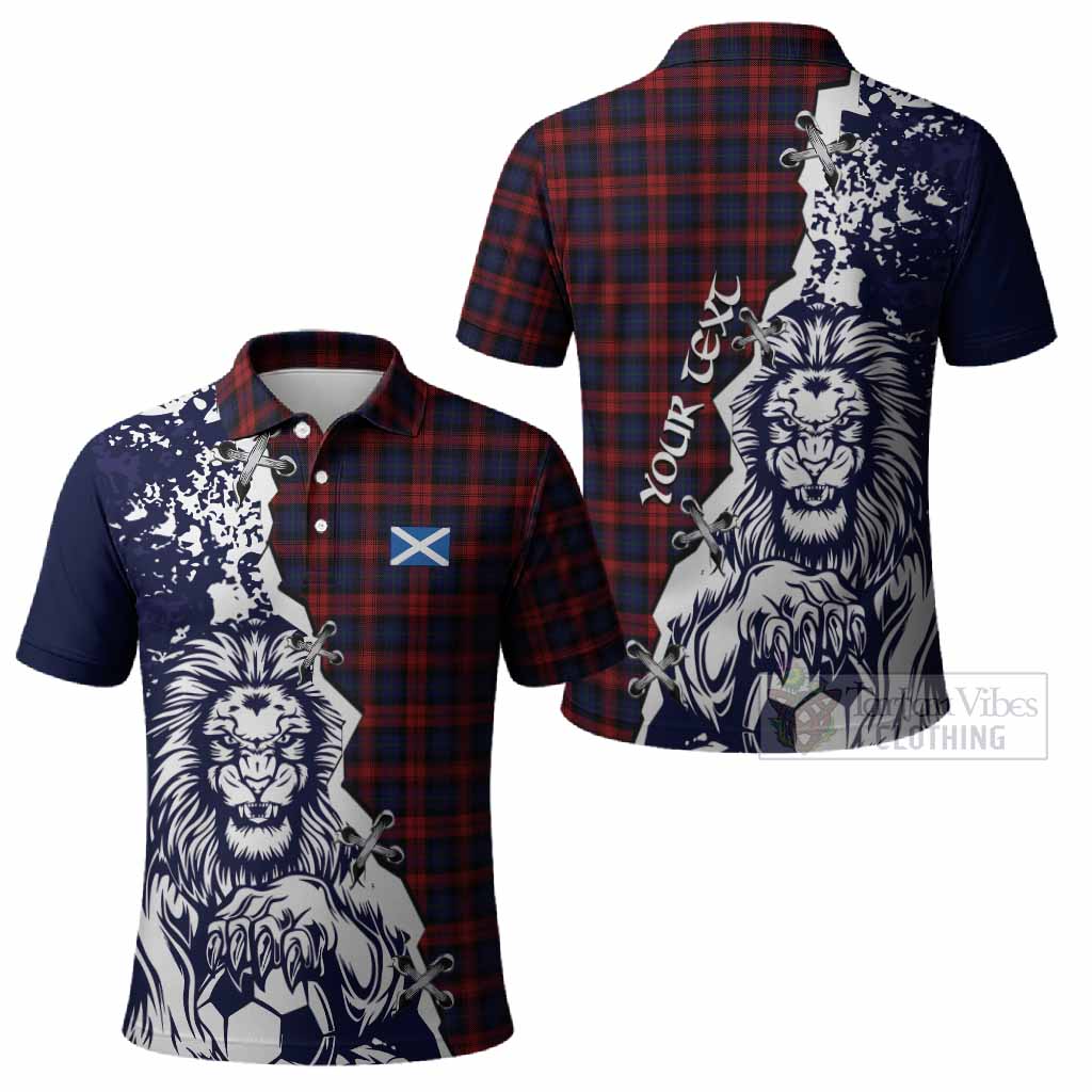 MacLachlan (McLachlan) Tartan Scottish Polo Shirt Angry Lion With Soccer Ball Style