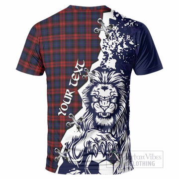 MacLachlan (McLachlan) Tartan Scottish T-Shirt Angry Lion With Soccer Ball Style