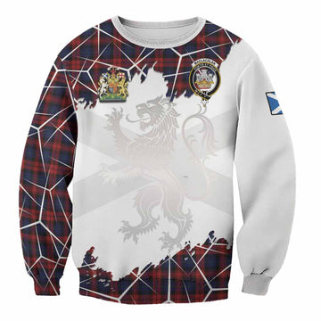 MacLachlan (McLachlan) Tartan Sweatshirt with Family Crest and Lion Rampant Grunge Style