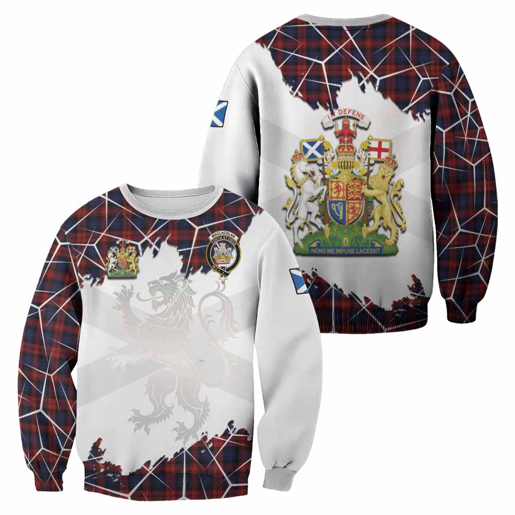 MacLachlan (McLachlan) Tartan Sweatshirt with Family Crest and Lion Rampant Grunge Style