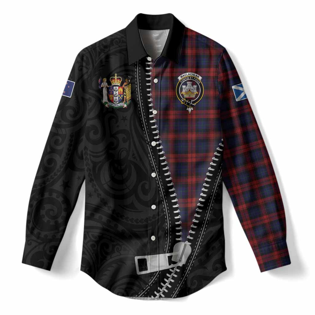 MacLachlan (McLachlan) Tartan Women Casual Shirt New Zealand Pattern Unique Zipper Stylized