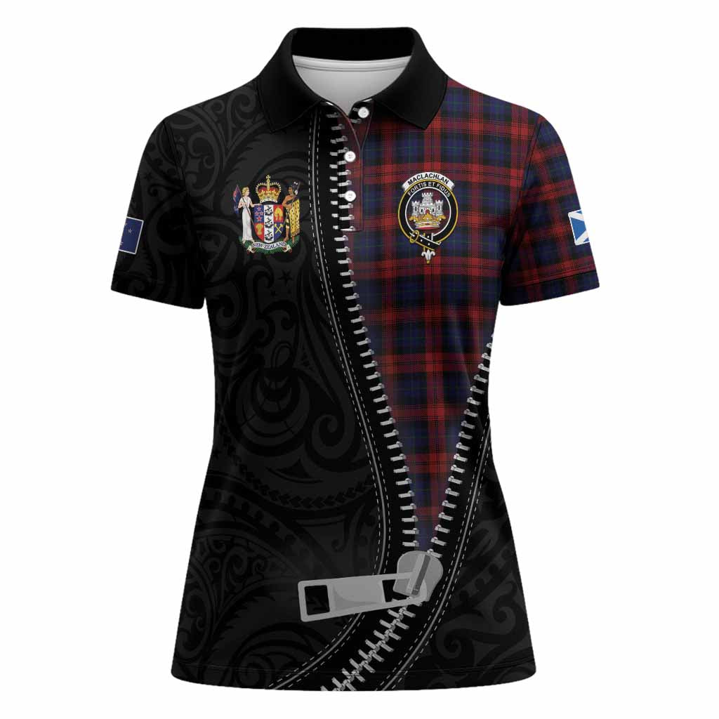 MacLachlan (McLachlan) Tartan Women Polo Shirt New Zealand Pattern Unique Zipper Stylized