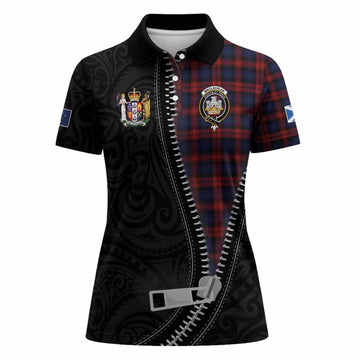 MacLachlan (McLachlan) Tartan Women Polo Shirt New Zealand Pattern Unique Zipper Stylized