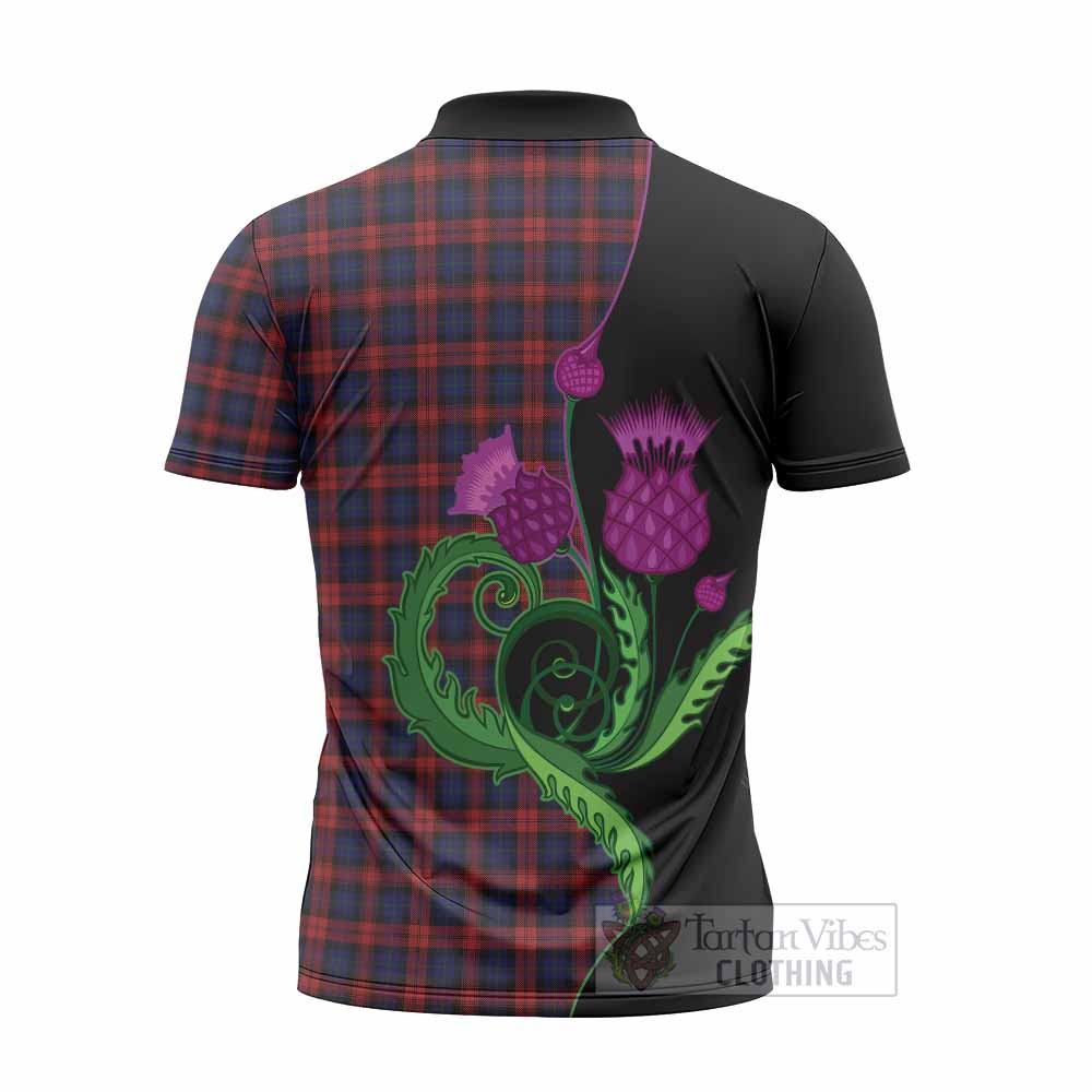 MacLachlan (McLachlan) Tartan Zipper Polo Shirt Traditional Scottish Thistle