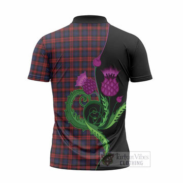 MacLachlan (McLachlan) Tartan Zipper Polo Shirt Traditional Scottish Thistle