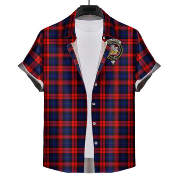 MacLachlan Modern Tartan Short Sleeve Button Down Shirt with Family Crest