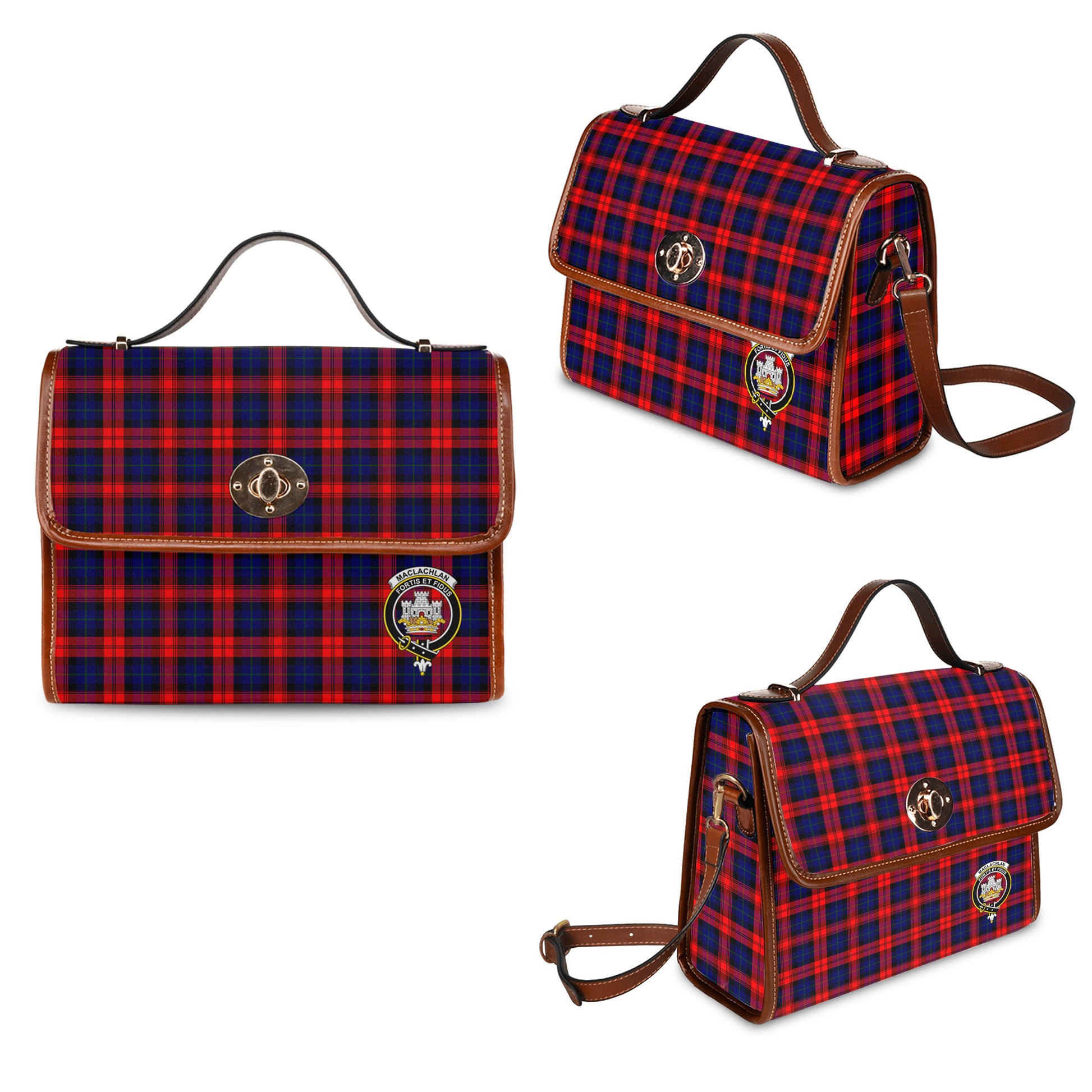 maclachlan-modern-tartan-leather-strap-waterproof-canvas-bag-with-family-crest