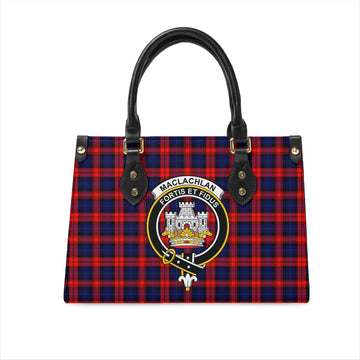 MacLachlan Modern Tartan Leather Bag with Family Crest