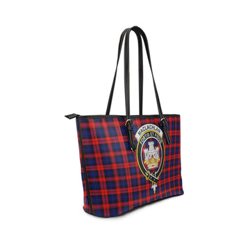 MacLachlan Modern Tartan Leather Tote Bag with Family Crest