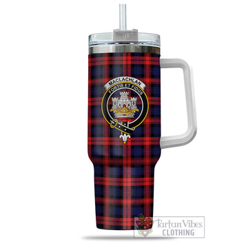 MacLachlan Modern Tartan and Family Crest Tumbler with Handle