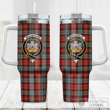 MacLachlan Weathered Tartan and Family Crest Tumbler with Handle