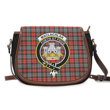 MacLachlan Weathered Tartan Saddle Bag with Family Crest