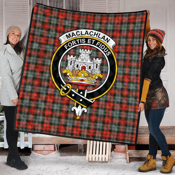 MacLachlan Weathered Tartan Quilt with Family Crest
