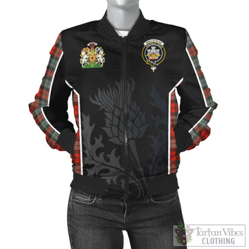 MacLachlan Weathered Tartan Bomber Jacket with Family Crest and Scottish Thistle Vibes Sport Style