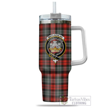 MacLachlan Weathered Tartan and Family Crest Tumbler with Handle